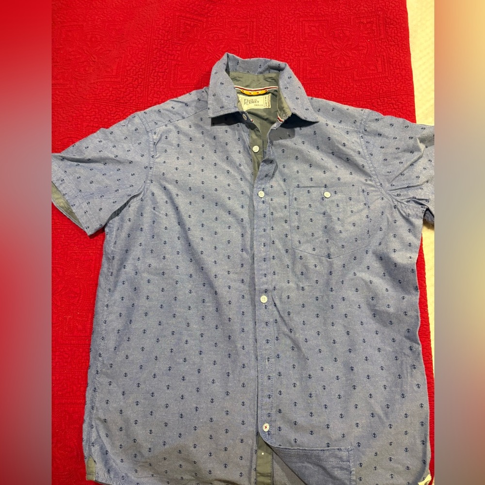Free Planet Light Blue Patterned Button Down Shirt